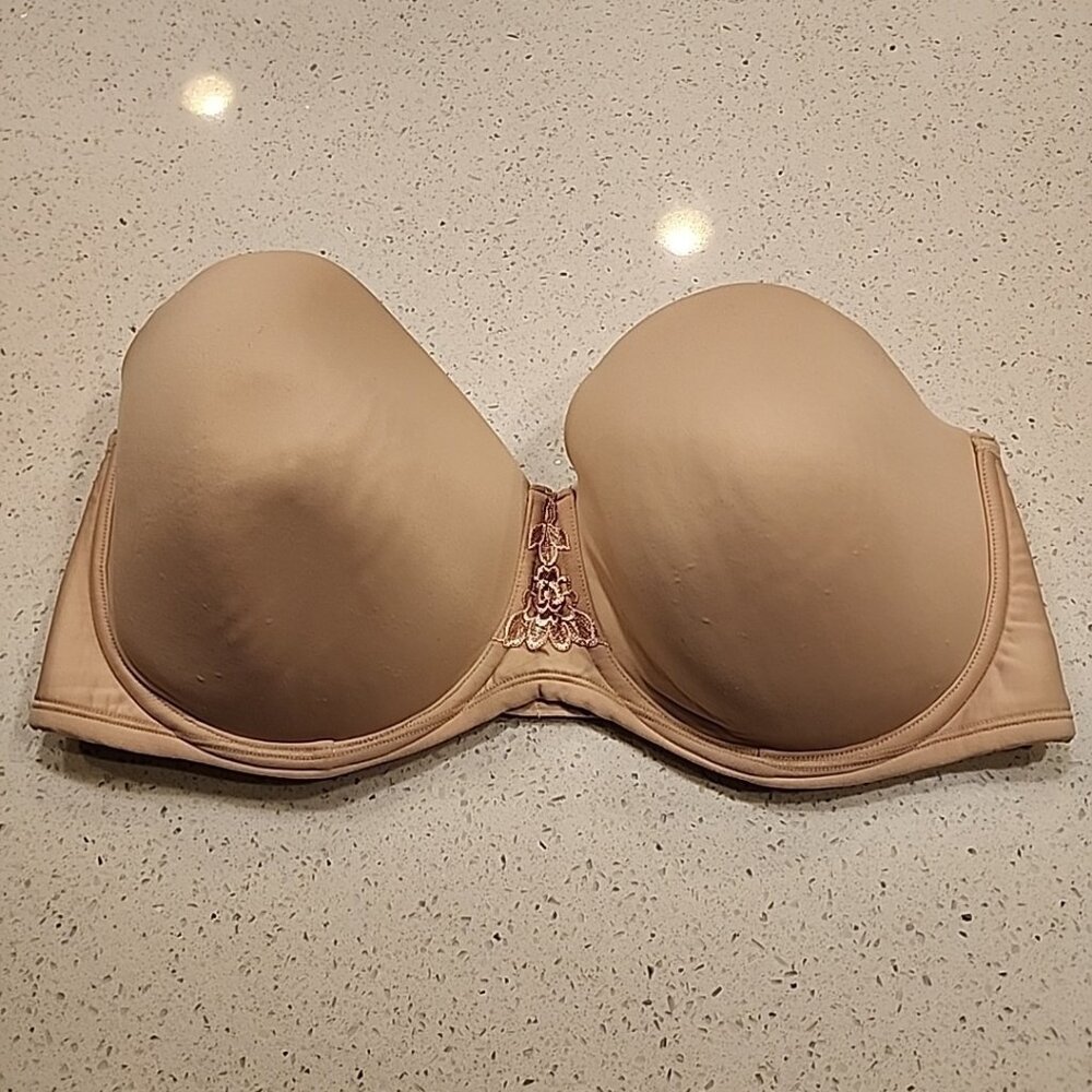 Vanity Fault Strapless Bra 40DD Nude Underwire Lined 74380 *no Straps